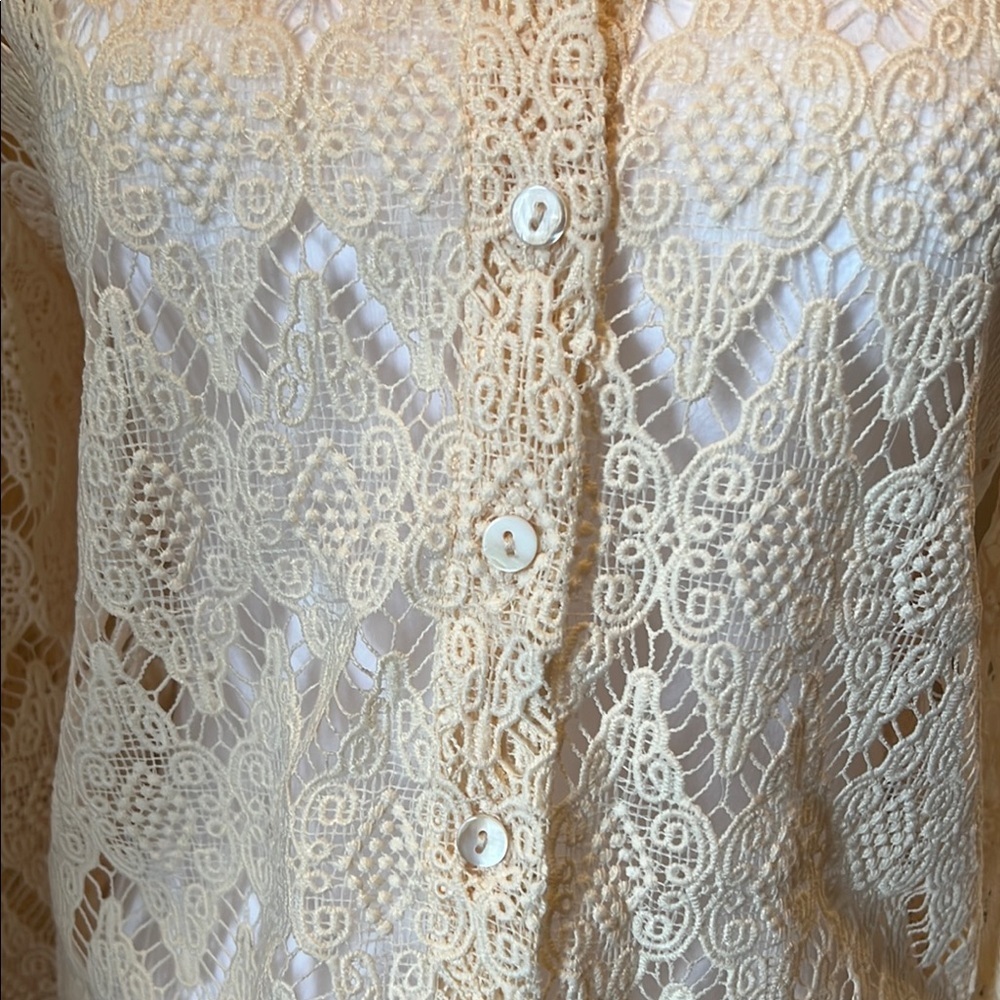 Cream Crochet Coverup, Blouse - Picture 4 of 8